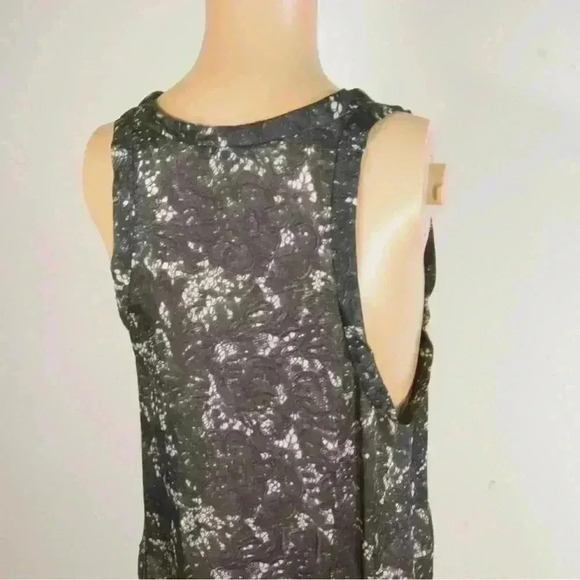 Theory Mayra Lace Print Silk Grey Tank Top - Picture 4 of 5